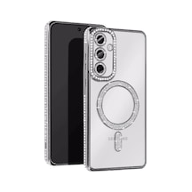 Samsung Uyumlu Galaxy A15 4g Joke Simli Magneticsafe Kılıf Gümüş