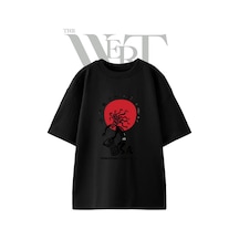 Thewert Kabile Davulcu Tasarım Baskılı Ünisex Siyah Oversize T-shirt