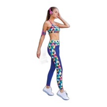 Yeni Inci Yoga-Fitness-Pilates-Koşu Sporcu Tayt Takım T126-T18 Çok Renkli