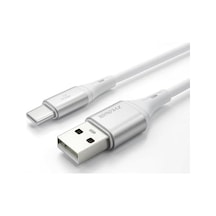 Usb A-type C Şarj Kablosu, 3.1a Hızlı Şarj, Beyaz/gümüş Metal, Remorax 1ad X 1metre Beyaz