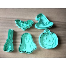 Cadılar Bayramı Halloween Bal Kabağı Hayalet Süpürge Kurabiye Kalıbı Seti Çok Renkli