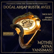 Doğal Ahşap Kütük Epoksi Avize - Kırık Ayna Detaylı Zincir Askılı Özel Tasarım Sarkıt Avize Açık Kahverengi
