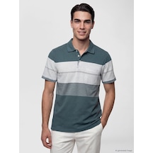 Lcwaıkıkı Classic Petrol Polo Yaka Renk Bloklu Pike Erkek Tişört