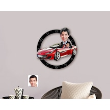 Kişiye Özel Plakalı Erkek Ferrari California Karikatürlü Ahşap Du