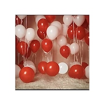 Pastel Kırmızı Beyaz Latex Balon 50 Adet 2 Yaş Mavi