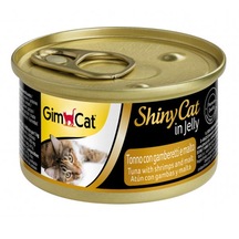 Gimcat Shinycat Ton Balıklı Karidesli Malt Özlü Jelly Konserve Yetişkin Kedi Maması 70 G