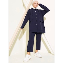 Lovie Moda Kadın Metal Düğmeli İkili Takım Lacivert