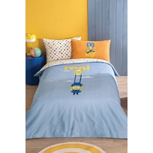 Puffy Minions Do Want %100 Pamuk Tek Kişilik Nevresim Takımı - Indigo