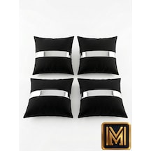 Kırlent 1 Dekoratif 4lü Set Takımı Modern Lüks Salon Koltuk Kanepe Yastık Gümüş Siyah Gizli Fermuarlı Trend Özel Çok Renkli
