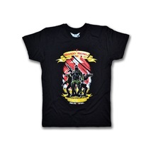 Bordo Bereli Kadın Kısa Kollu T-Shirt - Siyah Çok Renkli