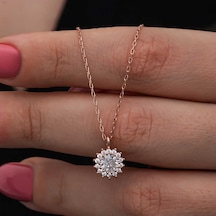 Gümüş Rose Minimal Yuvarlak Anturaj Kadın Kolye Gümüş