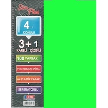 Sımplus A4 3+1 100 Yp Plastik Kapak Ayraçlı Defter Yeşil