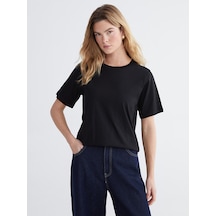 Lcw Comfort Siyah %100 Pamuklu Kadın Tişört