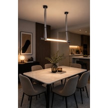 Modern Premium Led Sarkıt Avize Halka Tasarım Salon Yemek Odası Avizesi 40w 3 Renk Işık Beyaz