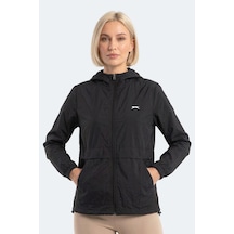 Slazenger Raıd Kadın Kapüşonlu Fermuarlı Siyah Rüzgarlık