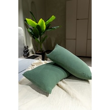 Haki Yeşili 4 Katlı Müslin Yastık Kılıfı 50x70cm 2adet