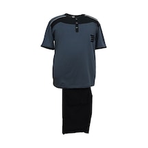 Erkek Büyük Beden Battal Boy Tişört-Kapri Pijama Takımı (545824295)