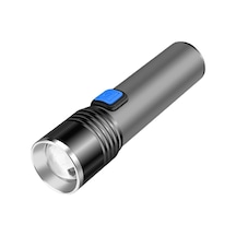Maiyame Alüminyum Led El Feneri, 3 Işık Modu Güçlü/yumuşak/parlama , Zoom Özelliği, 1800mah Usb Şarjlı, T6 Ampul, Siyah-gri Çok Renkli