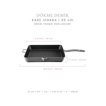 Voeux 30 Cm Kare Izgara Tava - Gri