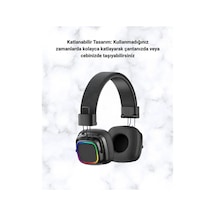Bluetooth 5.3 Rainbow Işıklı Kulak Üstü Kablosuz Kulaklık Standart