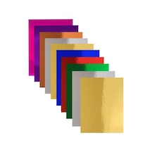 Artlantis Metalik Aynalı Fon Kartonu 10 Renk 50x70 Cm 1 Paket Okul Sınıf Dekoratif Pırıltılı Folyo Kağıt