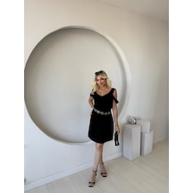 Kadın Askılı Soğuk Omuz Detaylı Modal Elbise Çok renkli