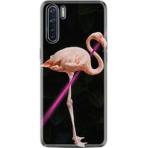 Oppo A91 Kılıf Silikon Line Filamingo 1776 Siyah