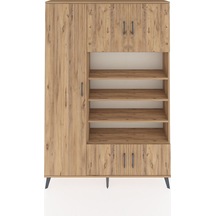 Arges Dolap 10 Raflı 5 Kapaklı 132x30x195 Çam-çam/çam Çam