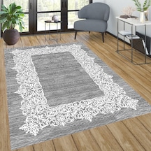 Rovigo Home Dijital Baskı Yıkanabilir Kaymaz Taban Salon Halısı Rvg0580-sd607 Gri