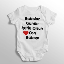 İmaj Tuğbababy Babalar Günün Kutlu Olsun Can Babam Yazılı Baskılı Bebek Zıbını Beyaz