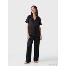 Lcw Dream Siyah Desenli Kadın Saten Pijama Takım