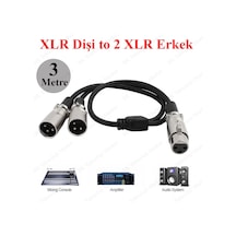 3 Metre Xlr Dişi 2Xlr Erkek Mikser Mikrofon Ses Splitter Y Kablo