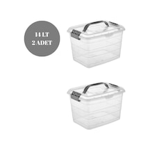 Saklama Kutusu Düzenleyici Alet Taşıma Kutusu Kilitli Saklama Kabı Çok Amaçlı 14 Lt 2 Adet ŞEFFAF