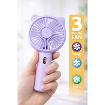 3 Modlu Şarjlı El Fanı 3 Kademe Seyahat Masaüstü Vantilatör Taşınabilir Mini Fan Mor F136