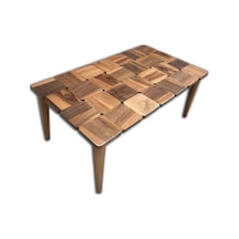 Orta Sehpa Kareli Tabla Model Kayın Torna Retro Ayak Parlak Açık