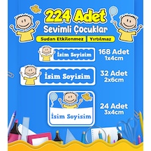 Sevimli Çocuklar Okul Kreş Kişiye Özel İsim Etiket Seti - Model 477 Çok Renkli
