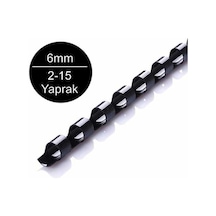 Sarff 6Mm Siyah Plastik Spiral 2-15 Yaprak Kapasiteli 100 Lü Kut