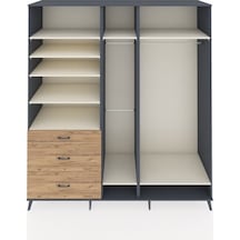Kronos Dolap 9 Raflı 3 Çekmeceli 3 Askılı 220x59x243 Antrasit-aytaşı/çam Aytası/atlas Çam - Antrasıt