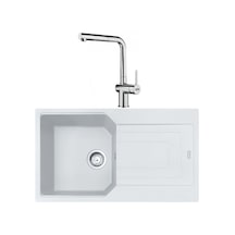 Franke Urban UBG 611-86 Bianco Granit Eviye - Active Plus Doccia Krom 2.0 Batarya Seti
