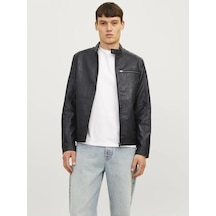 Jack & Jones Jack&jones 12261196 Jjedylan Pu Bıker Jacket Black Erkek Ceket Siyah