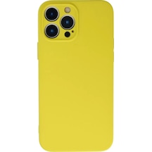 Newface Apple İphone 13 Pro Max Kılıf Nano İçi Kadife Silikon - Sarı