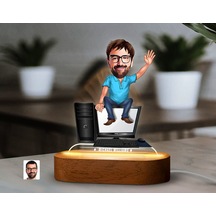 Bk Gift Kişiye Özel Bilgisayar Mühendisi Karikatürlü Dekoratif 3d Biblo Led Işıklı Gece Lambası-1, Arkadaşa Hediye Kobitmeyen138303 Bk Gift