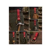 Deri Outdoor Askı Çok Amaçlı Kemer Askısı Halka Çapı 55 Mm Kırmızı