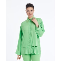 Kadın Yakası Taş Detaylı Gömlek - Modern Ve Şık - Günlük Ve Özel Günler İçin Gömlek Yeşil