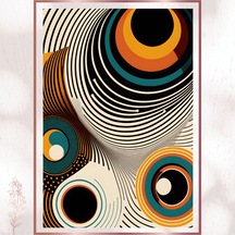 Dairesel Soyut Op-art Pvc Tablo - Retro Renkli Pvc Tablo