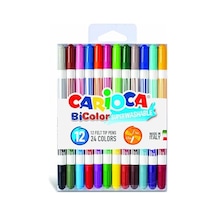 Bicolor Süper Yıkanabilir Çift Uçlu Keçeli Boya Kalemi 12'li 24 Renk 124-Pembe