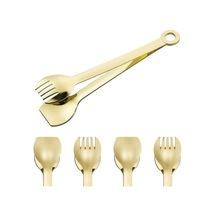 Mini Meze Maşası Altın Kaplama Paslanmaz Çelik 6 İnç 5'li Set B