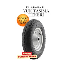 El Arabası Yük Taşıma Tekeri Bilyeli Rulmanlı Havalı Dubleks 350x70 Mm Çelik Jant Tekerlek Ağır Vasıta Dayanıklı Sanayi Tipi İnşaat Bahçe Arabası Lastiği