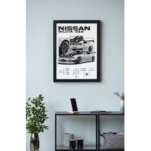 Nissan Silvia S15 Ahşap Çerçeveli Poster Otomobil Tasarım Baskı