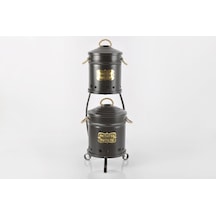 2 Katlı Ekonomik Boy Metal Stand Patates Soğan Kovası Siyah 1041